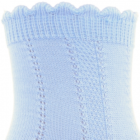 Baby Blue Boys Summer Ankle Socks Scallop Edge Openwork Pattern #2