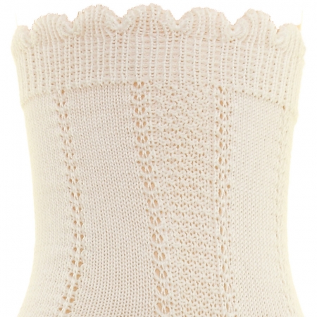 Scallop Edge Openwork Pattern Baby Boys Ivory Summer Socks #2