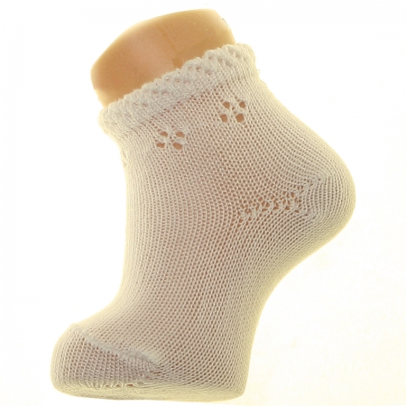 Made in Spain Condor Baby Summer Ivory Socks Diamond Openwork Pattern