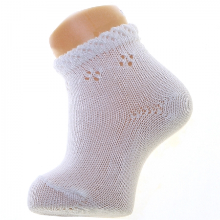 Condor Cotton Rich Baby Summer White Socks Diamond Openwork