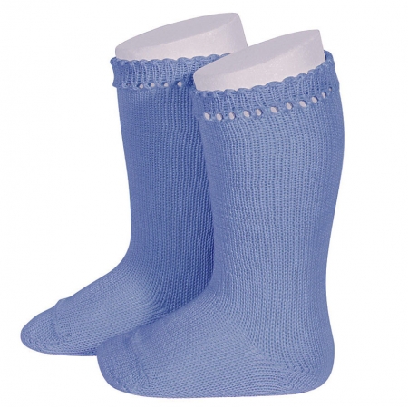 Condor Openwork Cuff Azul Blue Knee High Socks