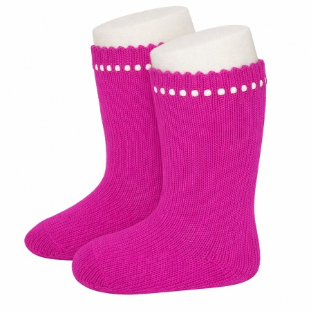 Condor Openwork Cuff Girls 100% Cotton Cerise Knee High Socks
