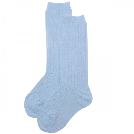 Baby Blue Knee High Ribbed Socks For Boys And Girls Spanish Socks