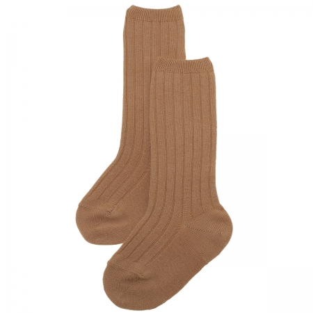 Caramel Brown Knee High Ribbed Socks For Boys And Girls Spanish Socks