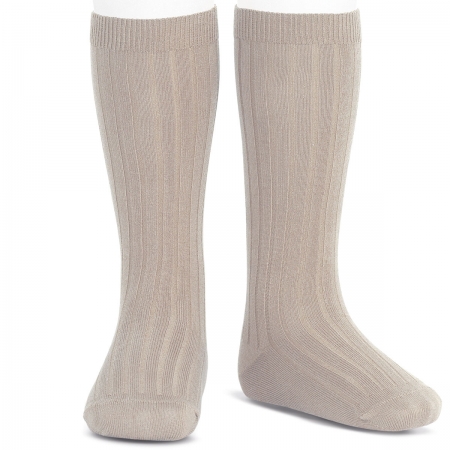 Sand Stone Colour Knee High Ribbed Socks For Boys And Girls Spanish Socks By Condor