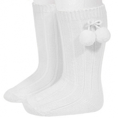 Condor Knee High Ribbed Socks In White