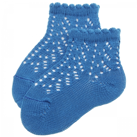 Royal Blue Openwork Short Ankle Socks From Condor