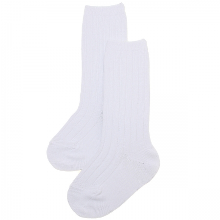 Knee High Ribbed Socks In White For Boys And Girls Spanish Condor Socks