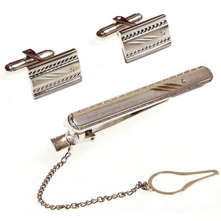 Boys cufflinks and tie clip set in gift box