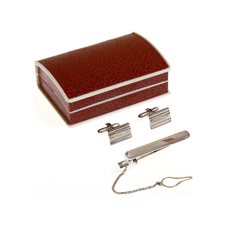 Boys cufflinks and tie clip set in gift box #2