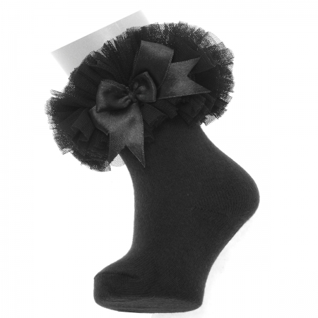 Babies And Toddlers Girls Black Lace Tutu Bow Socks