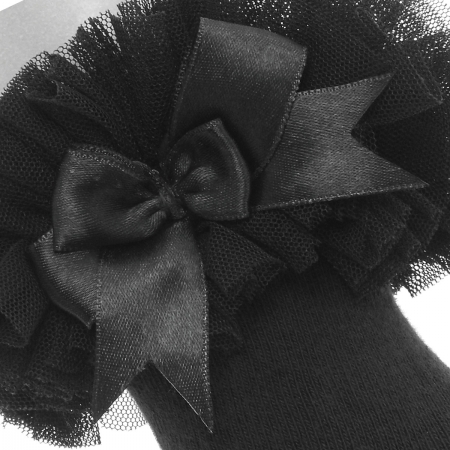 Babies And Toddlers Girls Black Lace Tutu Bow Socks #2