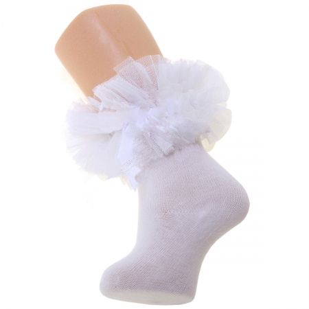 Baby Girls White Lace Tutu Bow Socks