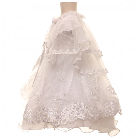 Elaborately Embroidered Ivory Girls Christening Dress With Bonnet #5