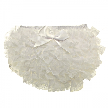 Tutu Baby Girls Frilly Ivory Knickers With Bow