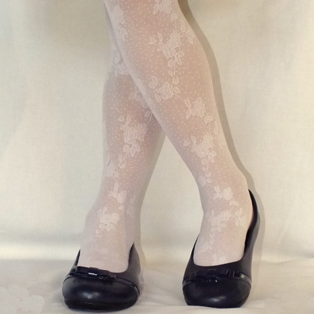 Country Kids Girls Spring Flowers Ivory Lace Tights