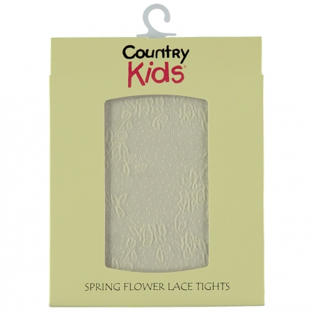 Country Kids Girls Spring Flowers Ivory Lace Tights #2