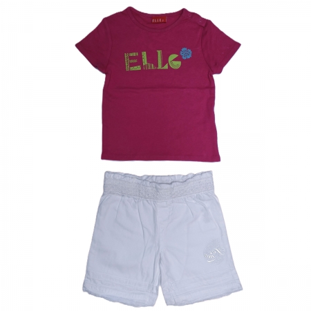 ELLE Baby Girls Red Top White Shorts Set