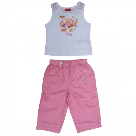 ELLE Baby Girls White Top Pink Trousers Set