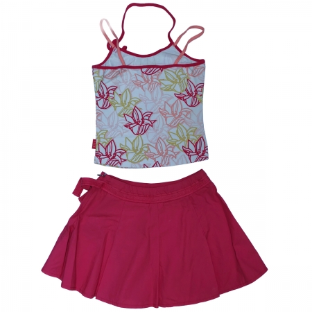 ELLE Girls IVory Red Top Red Skirt Set #2