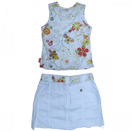 ELLE Girls White Floral Top White Skirt Set #2