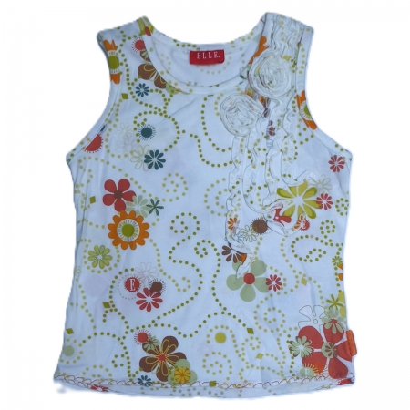 ELLE Girls White Floral Top White Skirt Set #3