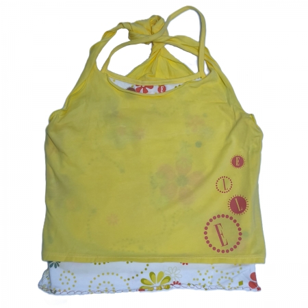 ELLE Girls Lemon Yellow Top White Skirt Set #3
