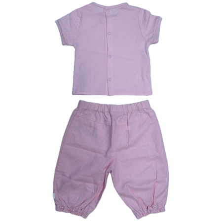 ELLE Baby Girls Pink Top Pink Linen Trousers Set #2