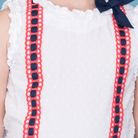 Sale Dolce Petit Girls White Top Coral Red Shorts Set #2