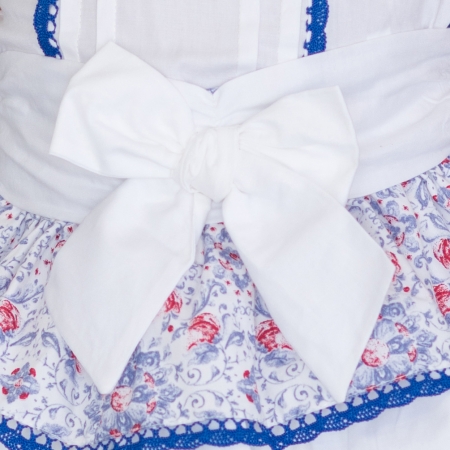 Sale Dolce Petit Classic Spanish Girls White Top White Floral Skirt Set #2