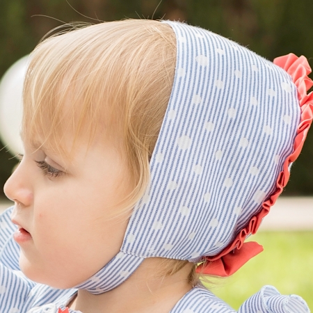 Dolce Petit Baby Girls Blue White Stripes Dress Panty White Lace Red Flower #2
