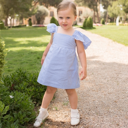 Dolce Petit Spring Summer Girls Navy White Stripes Dress