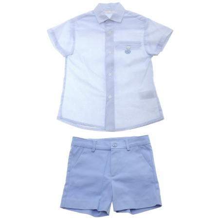 Dolce Petit Spring Summer Boys Blue Pattern Shirt Blue Shorts Set