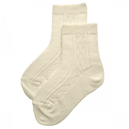 Spanish Dorian Gray Boys Ivory Ankle Socks Diamonds Pattern