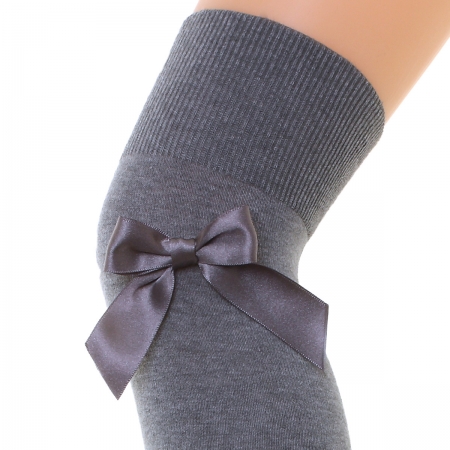 Dorian Gray Girls Over Knee High Grey Socks Satin Bows #2