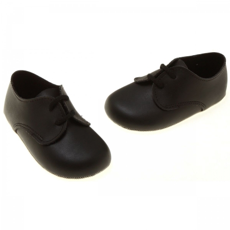Lace Up Baby Boys Black Shoes Matt Finish