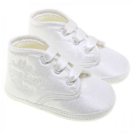 Baby Boys White Christening Shoes My Special Days