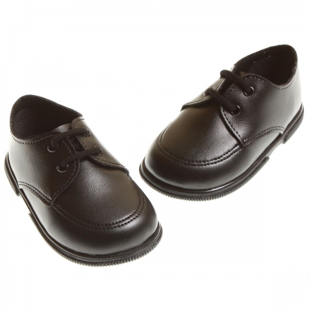 Boys black smart shoes in matt lace fastening