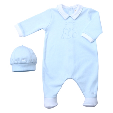 Blue rompers with hat by Emile Et Rose