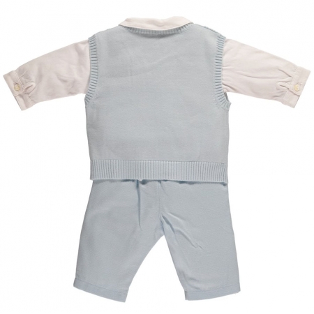 Emile Et Rose Baby Boys Smart Knitted Blue White 3 Piece Set #2