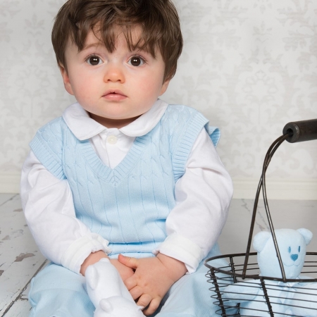 Emile Et Rose Baby Boys Smart Knitted Blue White 3 Piece Set #3