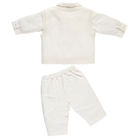 Emile Et Rose Baby Boys Smart Knitted Ivory 3 Piece Set #2