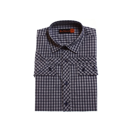 Ben Sherman boys shirt in navy white checks
