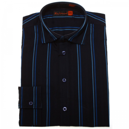 Ben Sherman boys black shirt with blue stripes