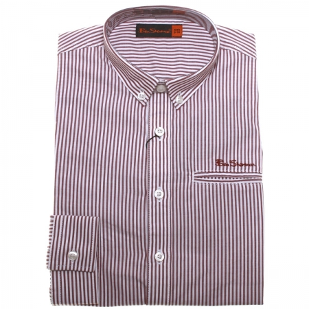 Ben Sherman boys smart shirt in white with red stripes