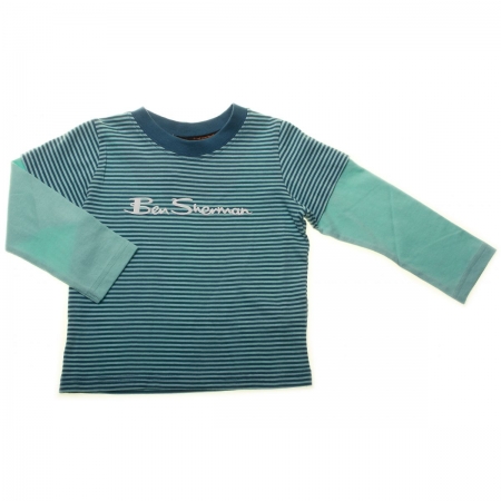 Ben Sherman Boys Long Sleeve T Shirt in Blue Stripes