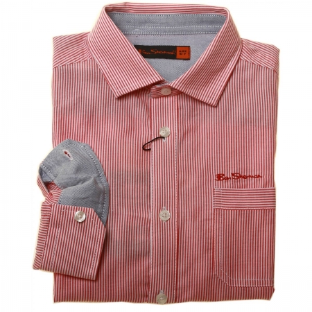 Ben Sherman Boys Shirt In Red Stripes