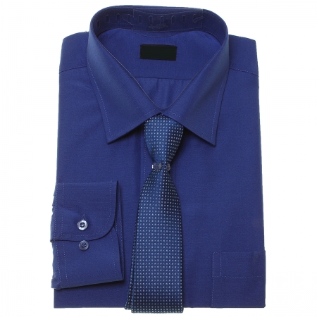 Boys Royal Blue Shirt And Tie Set In High Quality Fabric