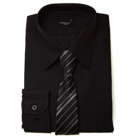 Boys Black Shirt With Tie in High Quality Fabric