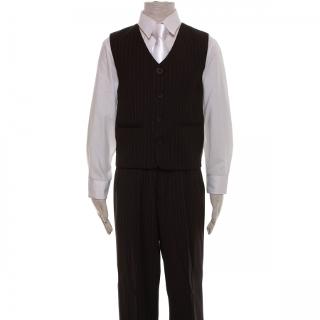 Premium quality boys black pinstripe suit #2